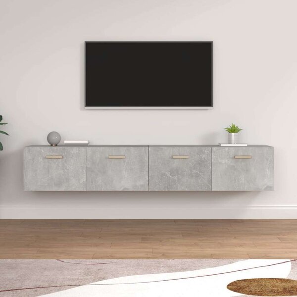 2 db betonszürke szerelt fa faliszekrény 100 x 36,5 x 35 cm