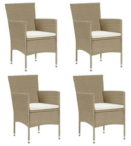 5 részes bézs polyrattan kerti étkezőgarnitúra párnákkal