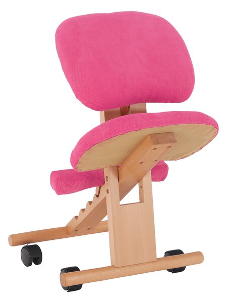 KONDELA Ergonomikus térdelőszék, rózsaszín/bükkfa, GROCO