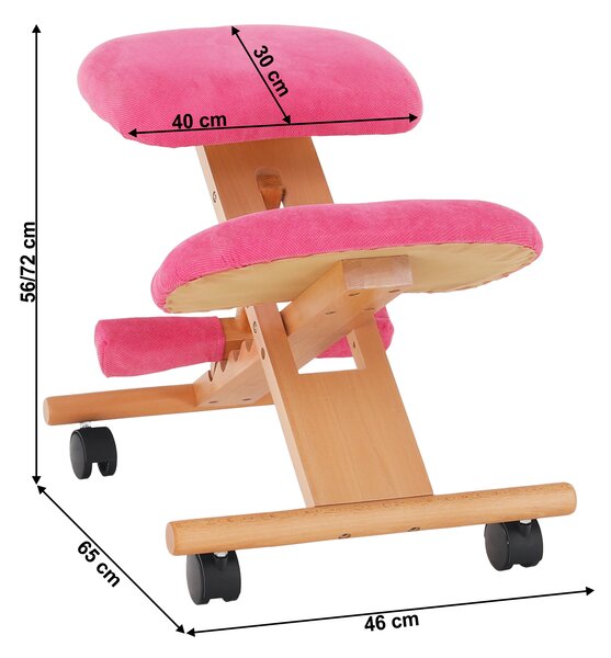 KONDELA Ergonomikus térdelőszék, rózsaszín/bükkfa, GROCO
