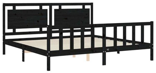 VidaXL Fekete Tömörfa Ágykeret - 200x200 cm