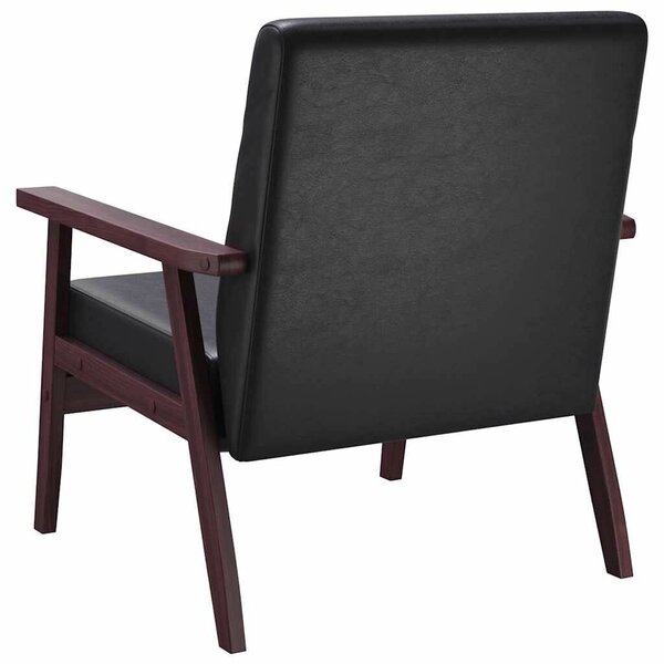 Retró Fekete Műbőr Karosszék - Fa Váz - 67x64,5x73,5 cm