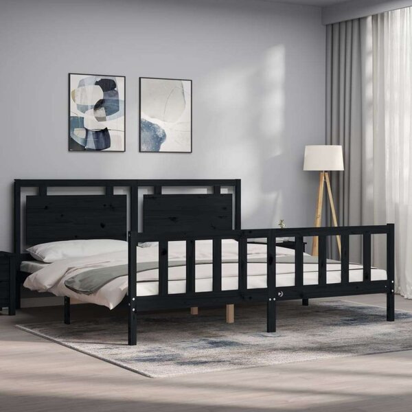 VidaXL Fekete Tömörfa Ágykeret - 200x200 cm