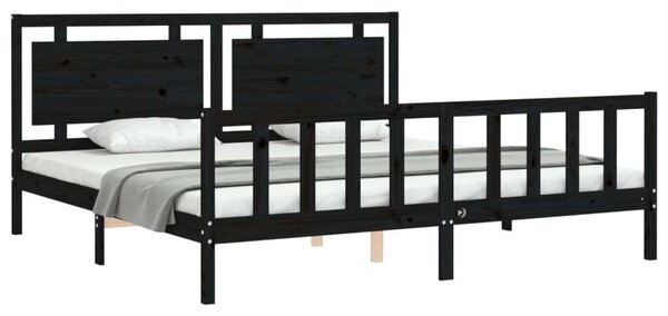VidaXL Fekete Tömörfa Ágykeret - 200x200 cm