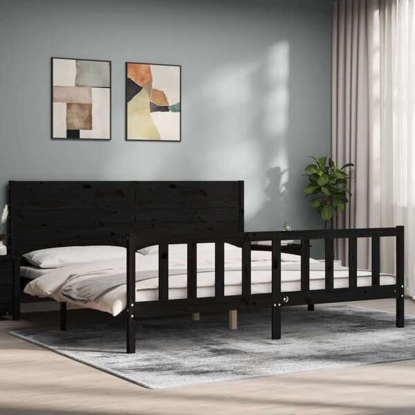 VidaXL Fekete Tömörfa Ágykeret - 200x200 cm