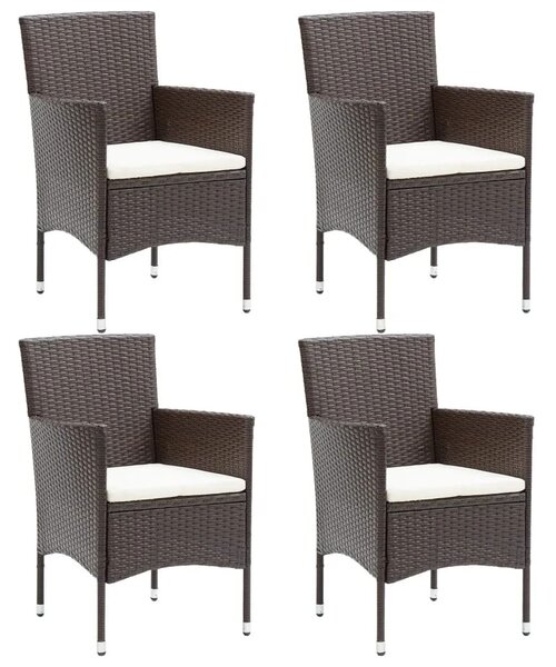 5 részes barna polyrattan kerti étkezőgarnitúra párnákkal