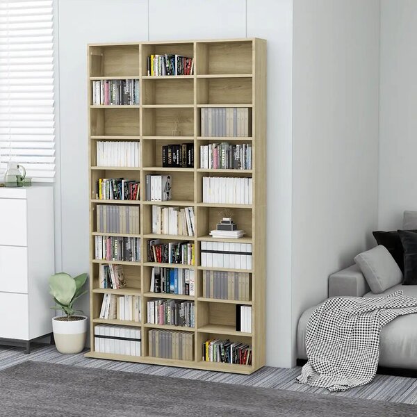 VidaXL sonoma tölgy színű szerelt fa CD-szekrény 102 x 23 x 177,5 cm