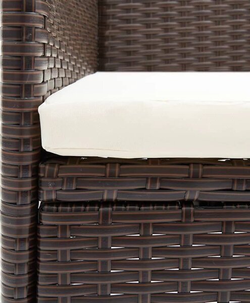 5 részes barna polyrattan kerti étkezőgarnitúra párnákkal