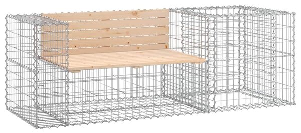 Tömör fenyőfa kerti pad gabion kosárral