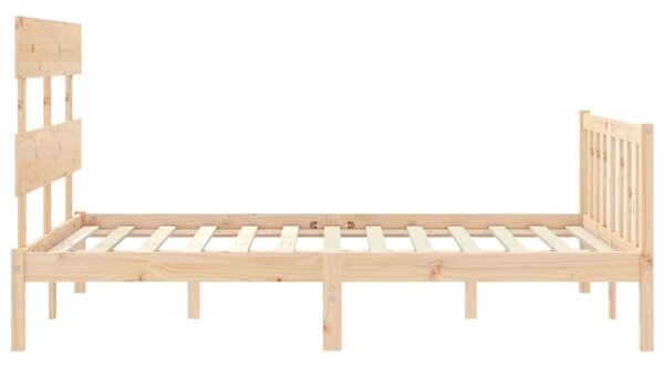 VidaXL Tömör Fenyőfa Ágykeret - Fejtámlával - 140x200 cm