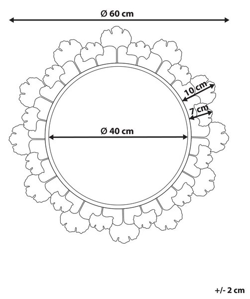 Falitükör CODOLET 60 cm 60 cm Fém Arany