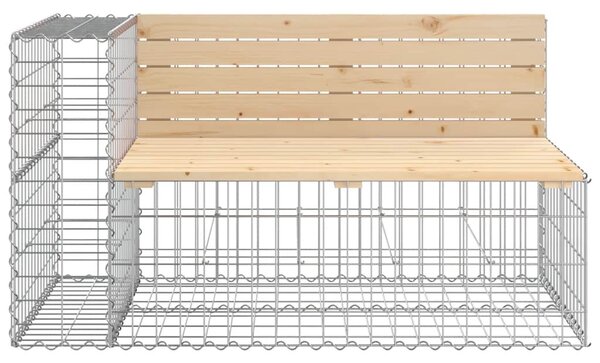 Tömör fenyőfa kerti pad gabion kosárral