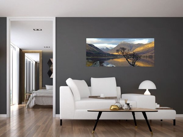 Kép - Hegyek a tónál (120x50 cm)