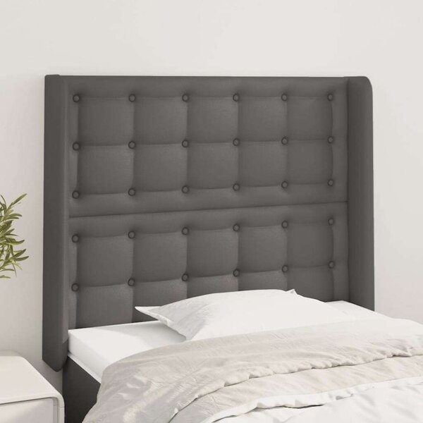 VidaXL szürke műbőr fejtámla szárnyakkal 93x16x118/128 cm