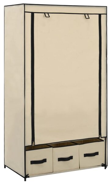 Krémszínű szövet ruhásszekrény 87 x 49 x 159 cm