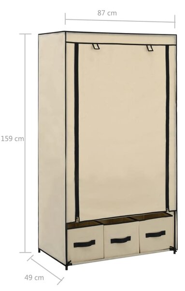 Krémszínű szövet ruhásszekrény 87 x 49 x 159 cm