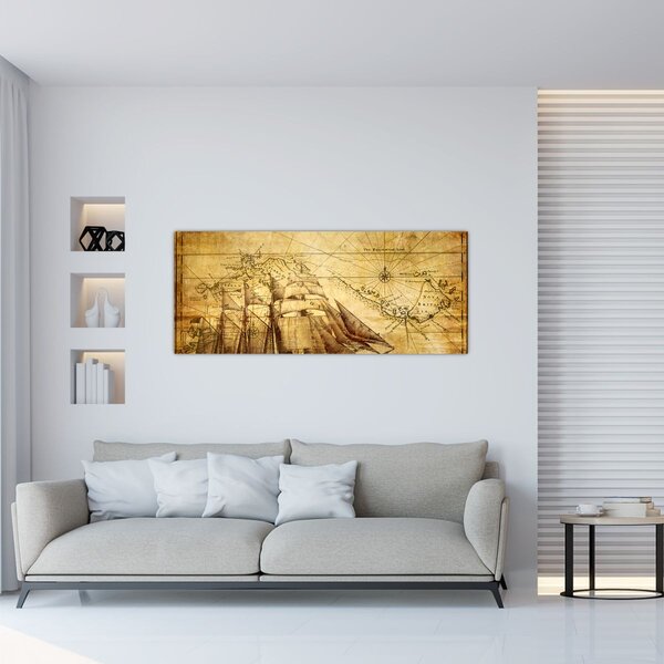 Kép - Régi térkép (120x50 cm)