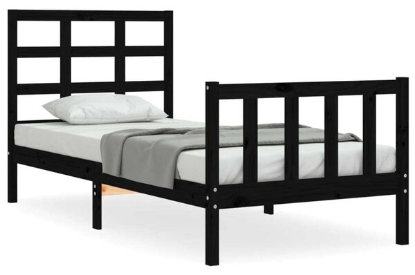 VidaXL Fekete Tömörfa Ágykeret - Small Single
