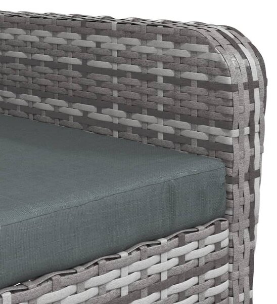 Szürke polyrattan kerti szék lábtartóval