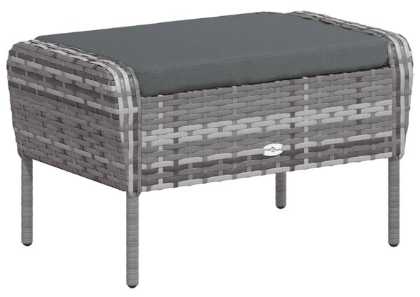 Szürke polyrattan kerti szék lábtartóval