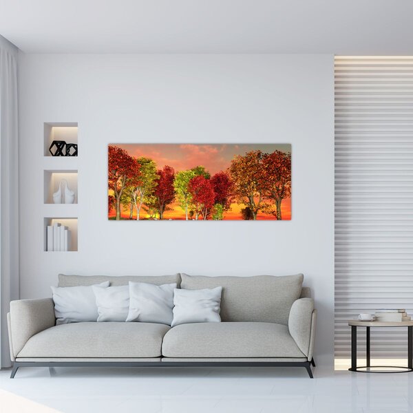 Kép - Színes fák (120x50 cm)