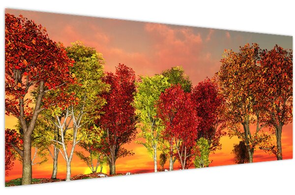 Kép - Színes fák (120x50 cm)