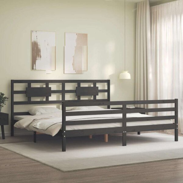 VidaXL Tömörfa Ágykeret - Fejtámlával - 200x200 cm