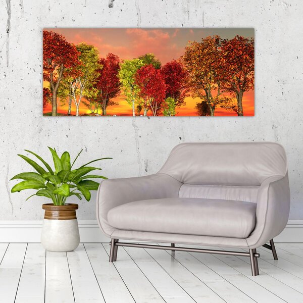 Kép - Színes fák (120x50 cm)
