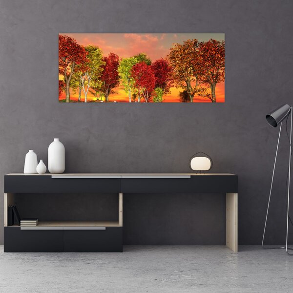 Kép - Színes fák (120x50 cm)