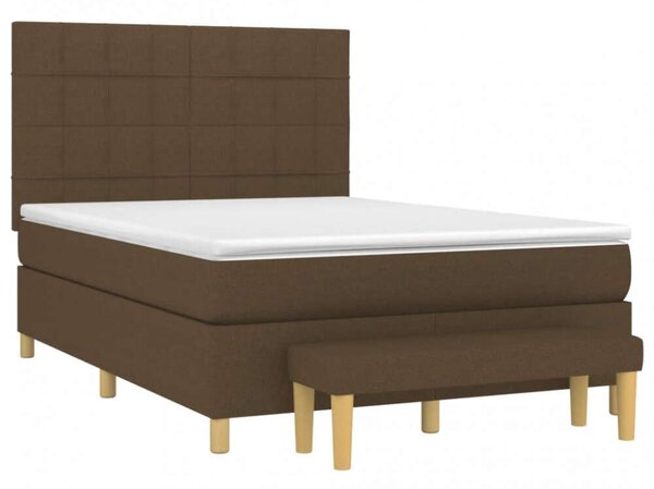 VidaXL sötétbarna szövet rugós ágy matraccal 140 x 190 cm