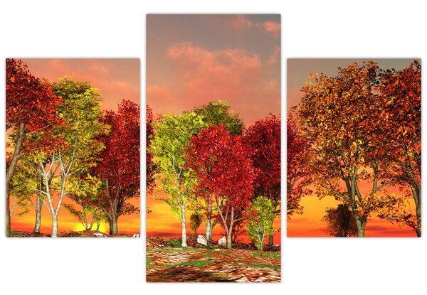 Kép - Színes fák (90x60 cm)