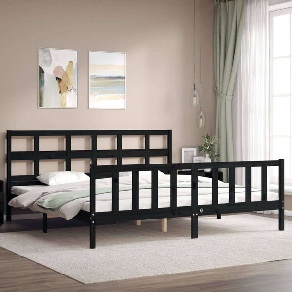 VidaXL Fekete Tömörfa Ágykeret - 200x200 cm