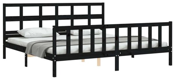 VidaXL Fekete Tömörfa Ágykeret - 200x200 cm