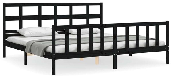 VidaXL Fekete Tömörfa Ágykeret - 200x200 cm