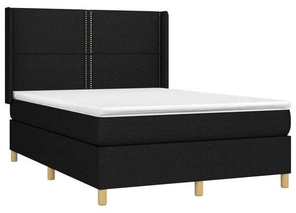 VidaXL fekete szövet rugós és LED-es ágy matraccal 140x190 cm