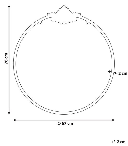 Falitükör SOMMANT 67 cm 76 cm Fém Fekete