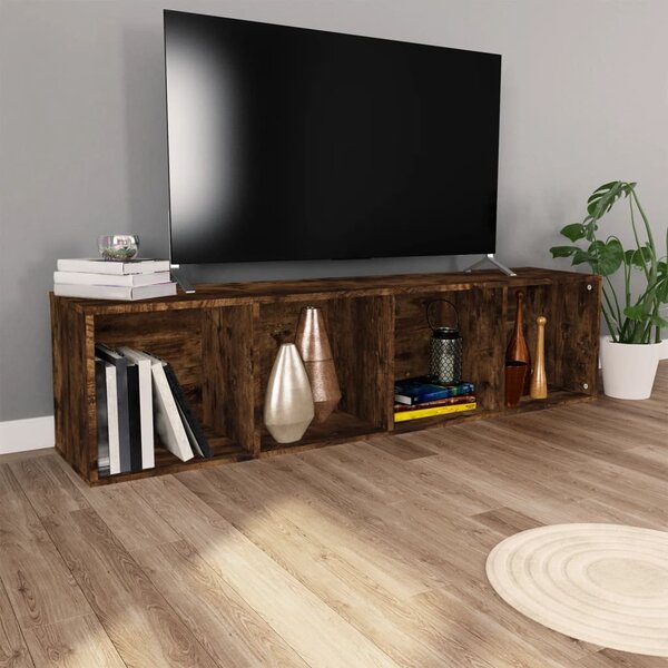 Füstös tölgy színű szerelt fa könyv-/TV-szekrény 36x30x143 cm