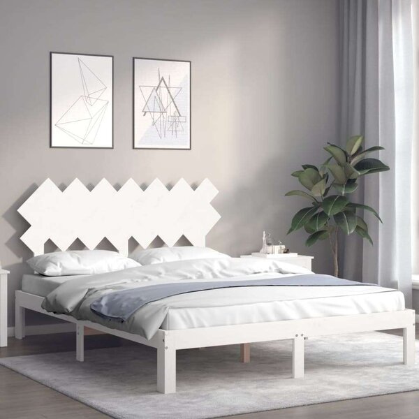VidaXL fehér tömör fa ágykeret fejtámlával 140 x 190 cm