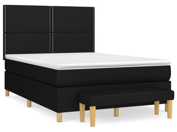VidaXL fekete szövet rugós ágy matraccal 140 x 190 cm