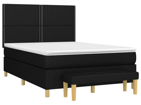 VidaXL fekete szövet rugós ágy matraccal 140 x 190 cm