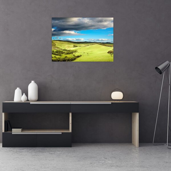 Kép - Zöld táj dombokkal (70x50 cm)