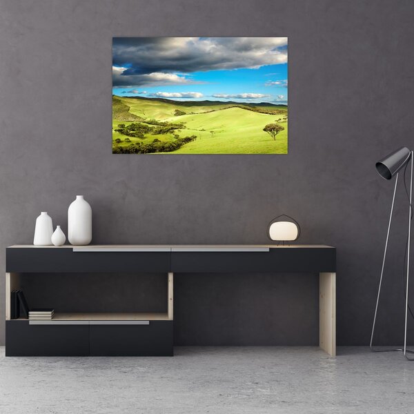 Kép - Zöld táj dombokkal (90x60 cm)