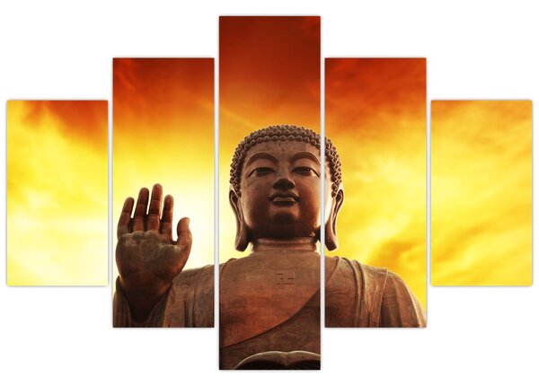 Kép - Buddha piros és sárga háttérrel (150x105 cm)