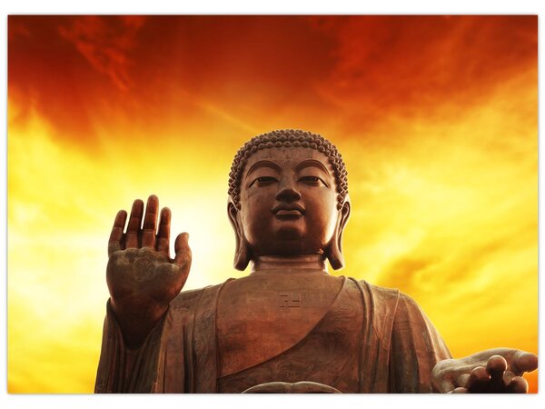 Kép - Buddha piros és sárga háttérrel (70x50 cm)