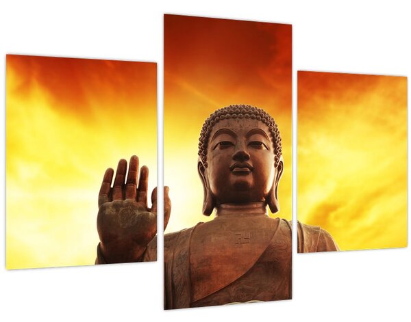 Kép - Buddha piros és sárga háttérrel (90x60 cm)