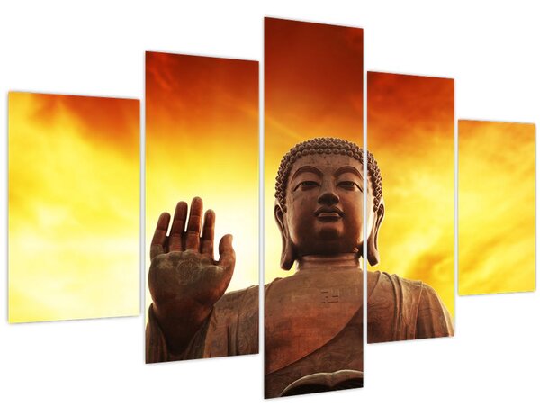 Kép - Buddha piros és sárga háttérrel (150x105 cm)