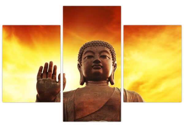 Kép - Buddha piros és sárga háttérrel (90x60 cm)