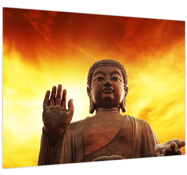 Kép - Buddha piros és sárga háttérrel (70x50 cm)