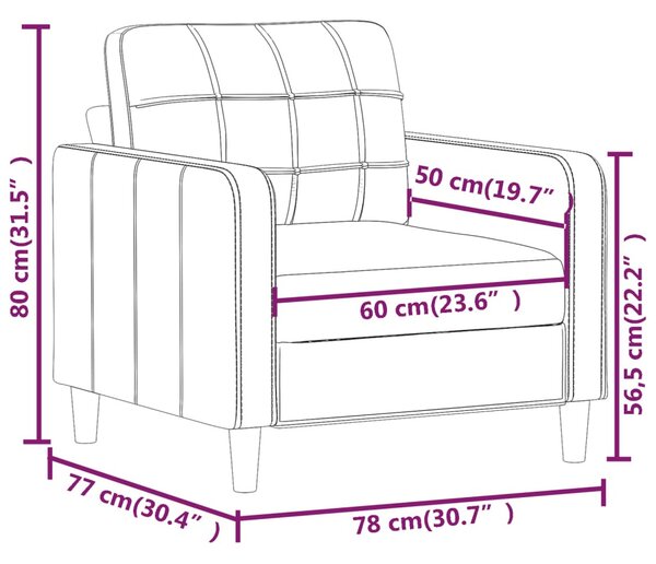 Kávészínű műbőr kanapéfotel 60 cm