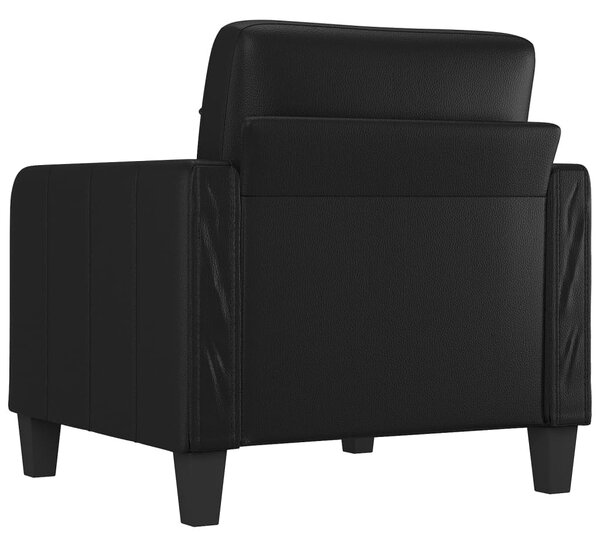 Fekete műbőr kanapéfotel 60 cm